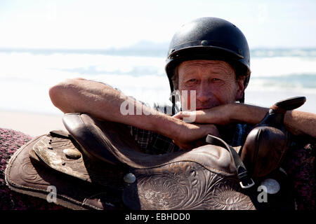 Horse Rider, Pakiri Beach, Auckland, Nouvelle-Zélande Banque D'Images