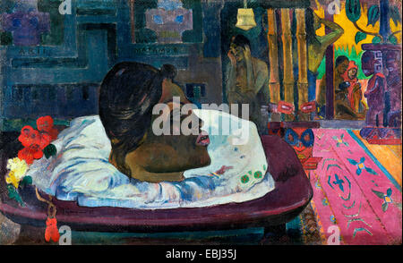 Arii Matamoe, Paul Gauguin - La fin royale. 1892 Huile sur toile grossière. Le J. Paul Getty Museum, USA. Banque D'Images