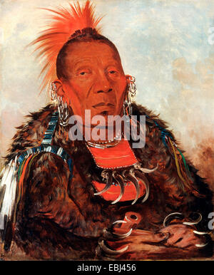 George Catlin, Wah-ro-nee-sah, le Surrounder, chef de la tribu 1832 Huile sur toile. Banque D'Images