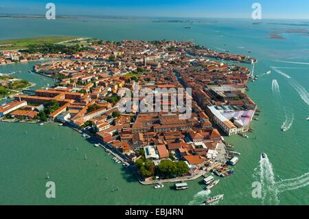 Vue aérienne de l'île de Murano, lagune de Venise, Italie, Europe Banque D'Images