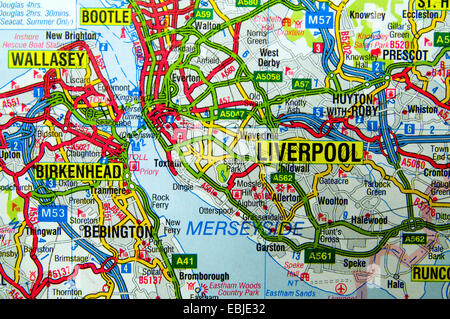 Route de Liverpool, en Angleterre. Banque D'Images