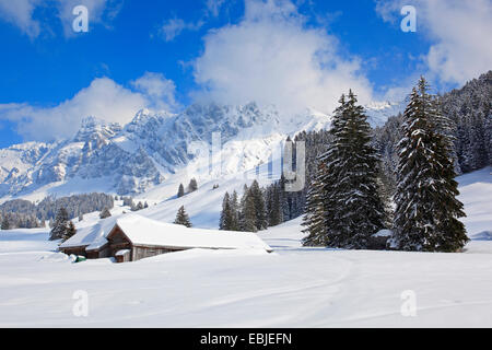 Saentis dans le massif de l'Alpstein en hiver, Suisse Banque D'Images