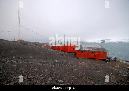 À la Station de recherche Jubany paysage déchets de Potter Cove, l'Antarctique, l'île du Roi George Banque D'Images