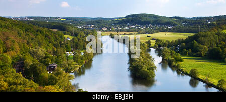 Vue depuis la rivière Ruhr à memorial Berger, l'Allemagne, en Rhénanie du Nord-Westphalie, Ruhr, Witten Banque D'Images