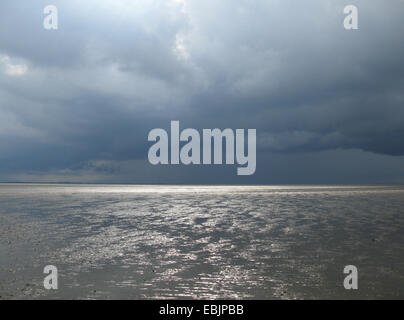 Approche d'orage sur la mer des Wadden, Allemagne, Bielefeld, de Basse-saxe mer des Wadden Parc National Banque D'Images