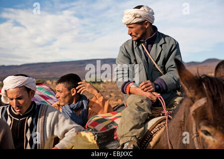 Bergers et de l'Âne, le Maroc, Marrakech-tensift-DaraÔ, Djebel Sarhro, Anti-Atlas Banque D'Images