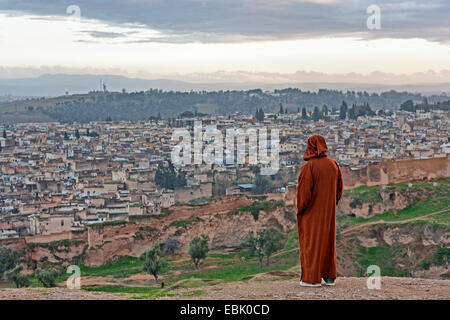 Vue depuis la forteresse Borj Sud de la vieille ville d'FÚs, Maroc, Fes Banque D'Images