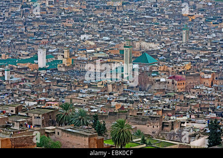 Vue depuis la forteresse Borj Sud de la vieille ville d'FÚs, Maroc, Fes Banque D'Images