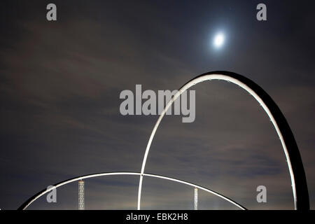 Observatorium horizon sur la halde et Hoheward lune la nuit, l'Allemagne, en Rhénanie du Nord-Westphalie, Ruhr, Herten Banque D'Images