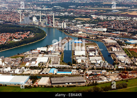 Iew aériennes à Rheinau port intérieur, l'Allemagne, Bade-Wurtemberg, Rhin Banque D'Images