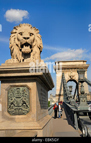 Budapest, Hongrie. (Chaîne de Szechenyi Pont Szechenyi Lanchid) (1849 -) Banque D'Images