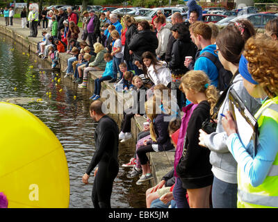 La course de canards en caoutchouc charité River Teith Callander Ecosse Banque D'Images