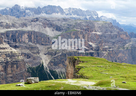 Rock formation de groupe du Sella et Val Gardena, Italie, Dolomites Tyrol du Sud, Banque D'Images
