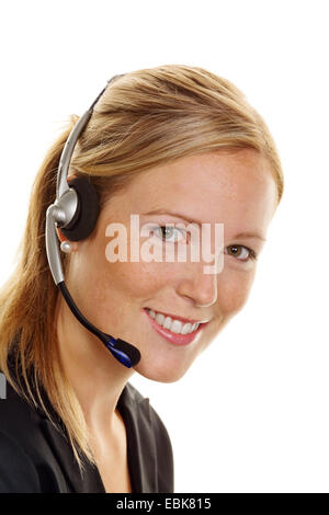 Femme avec casque Banque D'Images