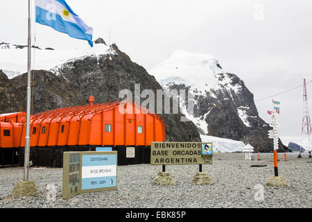 La base Argentine Orcadas, Antarctique, îles Orcades du Sud, Laurie Island Banque D'Images