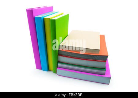 Books isolé sur fond blanc. Concept de l'éducation Banque D'Images