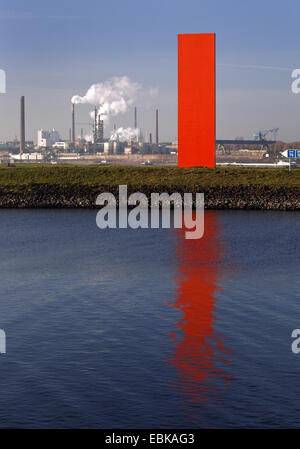 Rheinorange la sculpture à l'embouchure de la rivière Ruhr dans Rhin, l'Allemagne, en Rhénanie du Nord-Westphalie, région de la Ruhr, Duisburg Banque D'Images