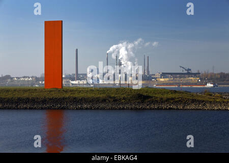 Rheinorange la sculpture à l'embouchure de la rivière Ruhr dans Rhin, l'Allemagne, en Rhénanie du Nord-Westphalie, région de la Ruhr, Duisburg Banque D'Images