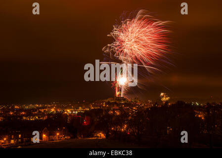 Plus d'artifice Château de Lancaster Lancashire en Angleterre. Banque D'Images