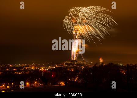 Plus d'artifice Château de Lancaster Lancashire England Banque D'Images