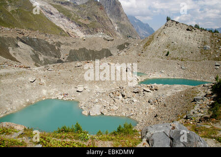 Lac du Miage, Moraine Glacier du Miage en Val Veny, Italie Banque D'Images