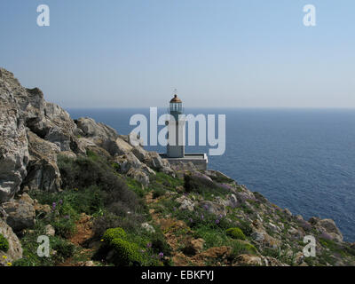 Phare du Cap Matapan, point le plus au sud du Péloponnèse, Grèce, Macédoine, Mani Banque D'Images