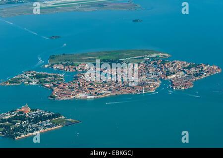 Vue aérienne de l'île de Murano, lagune de Venise, Italie, Europe Banque D'Images