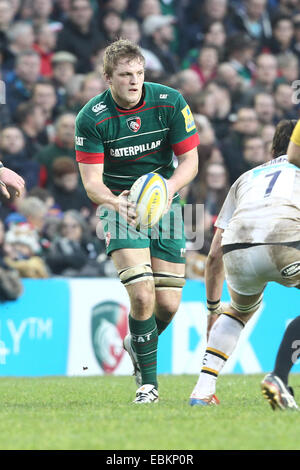 Leicester, Royaume-Uni. 29 Nov, 2014. Aviva Premiership Rugby. Leicester Tigers et London Wasps. Jamie Gibson (Leicester Tigers) en action. © Plus Sport Action/Alamy Live News Banque D'Images