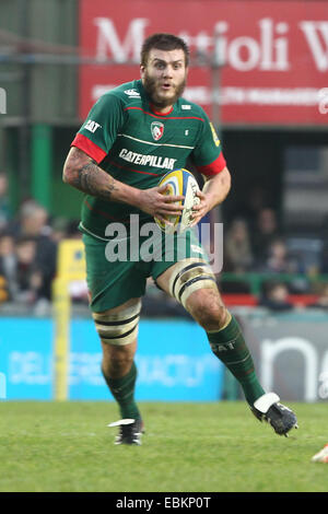 Leicester, Royaume-Uni. 29 Nov, 2014. Aviva Premiership Rugby. Leicester Tigers et London Wasps. Laurence Pearce (Leicester Tigers) en action. © Plus Sport Action/Alamy Live News Banque D'Images