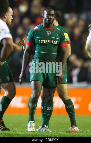 Leicester, Royaume-Uni. 29 Nov, 2014. Aviva Premiership Rugby. Leicester Tigers et London Wasps. Miles Benjamin (Leicester Tigers) en action. © Plus Sport Action/Alamy Live News Banque D'Images