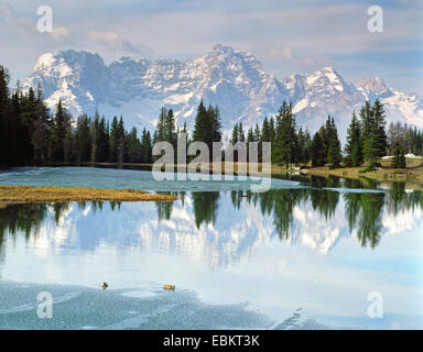 La mise en miroir des Marmarole à Lago de Antorno au bas de Tre Cime di Lavaredo, Germany, Dolomiten Banque D'Images