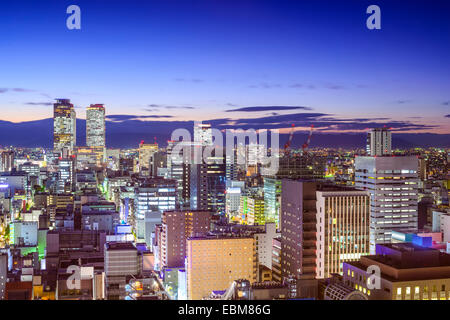 Le centre-ville de Nagoya, Japon, ville au crépuscule. Banque D'Images