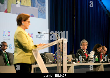 Lima, Pérou. 1er décembre 2014. Le maire de Lima SUSANA VILLARAN assiste à la célébration d'ouverture de la CDP20. Pendant deux semaines, les délégués de près de 200 pays rédigera un accord international sur le climat qui est prévue pour l'adoption à Paris l'année prochaine. Crédit : Danielle Villasana/ZUMA/ZUMAPRESS.com/Alamy fil Live News Banque D'Images