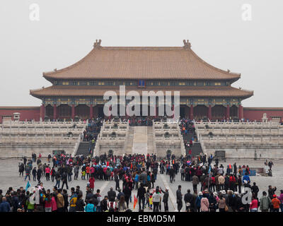 Salle de l'harmonie suprême à l'intérieur de la Cité Interdite à Beijing, China, Asia Banque D'Images