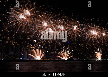 Journée nationale d'artifice dans la Marina de Dubaï, Émirats arabes unis Banque D'Images