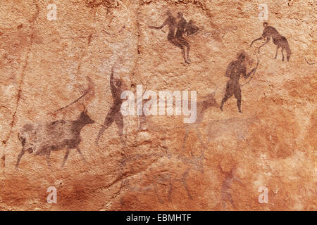 Célèbres peintures rupestres préhistoriques de Tassili N'Ajjer, Algérie Banque D'Images