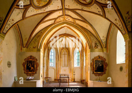 Walburgiskapelle chapelle, intérieur avec des peintures murales maniériste, Seeon Abbaye, Grabenstätt, Chiemgau, Haute-Bavière, Bavière Banque D'Images