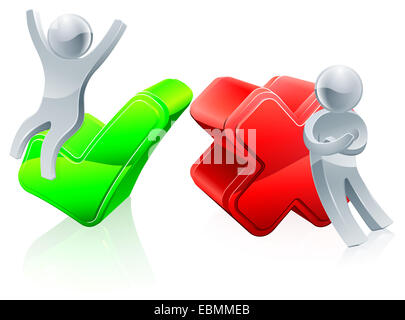 Coche verte et concept de la Croix-Rouge avec les gens de mascottes Banque D'Images