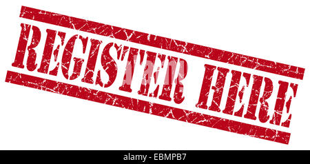 S'inscrire ici red grunge stamp isolated on white Banque D'Images