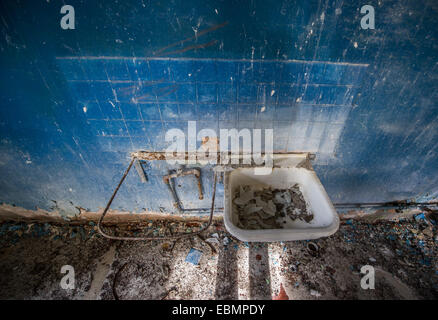 Mess hall près de casernes de Tchernobyl-2 base militaire près de Duga-3 radar soviétique dans la zone d'exclusion de Tchernobyl, l'Ukraine Banque D'Images