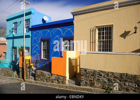 Maisons colorées du quartier malais Bo Kaap, Afrique du Sud, Western Cape, Cape Town Banque D'Images