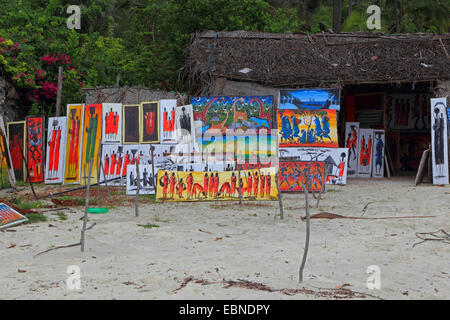 Stand de vente sur la plage de l'océan Indien, la Tanzanie, Sansibar Banque D'Images