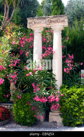 Répliques des collums antiques dans le jardin de la Villa Ephrussi de Rothschild, France, Villefranche-sur-Mer Banque D'Images