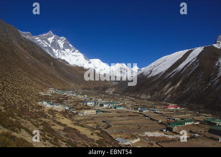 Lhotse vue depuis Dingboche, Népal, Himalaya, Khumbu Himal Banque D'Images