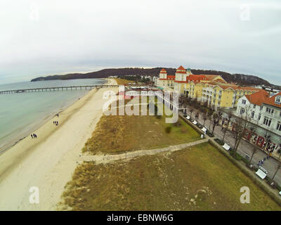 Vue aérienne de la promenade de la plage de Binz, Allemagne , Mecklembourg-Poméranie-Occidentale, Ruegen, Ostseebad Binz Banque D'Images