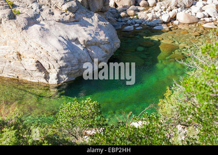 Crystal Clear mountain creek à Corse, France, Corse Banque D'Images