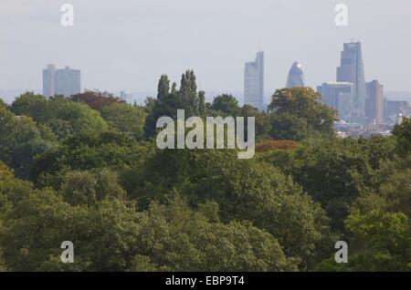 Vue sur Ville de London skyline de Hampstead Heath Banque D'Images