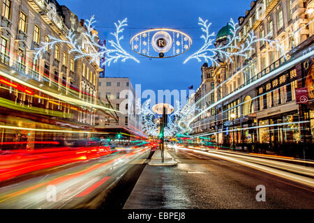 Les lumières de Noël Regent Street London UK Banque D'Images