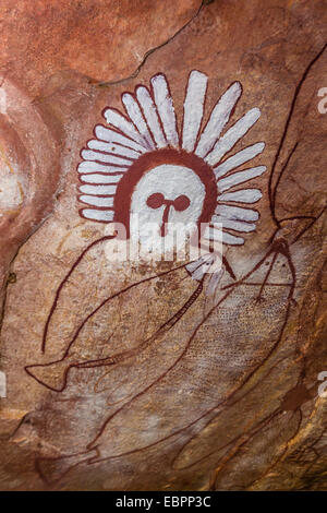 Le rêve d'art autochtones grotte grottes de grès en radeau au point, Kimberley, Western Australia, Australie, Pacifique Banque D'Images