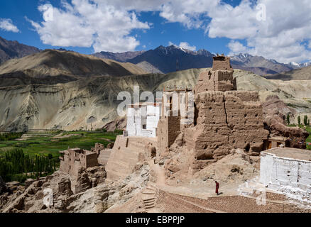 Le 16ème et 17ème siècle et un monastère à Basgo, Ladakh, Himalaya, Inde, Asie Banque D'Images